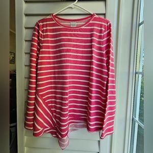 NIC + ZOE Pink Strped Angle Knit Top- Size M